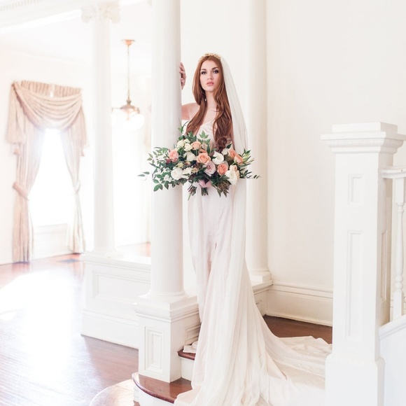 New Handmade Silk Chiffon Wedding Veil - Picture 4 of 6